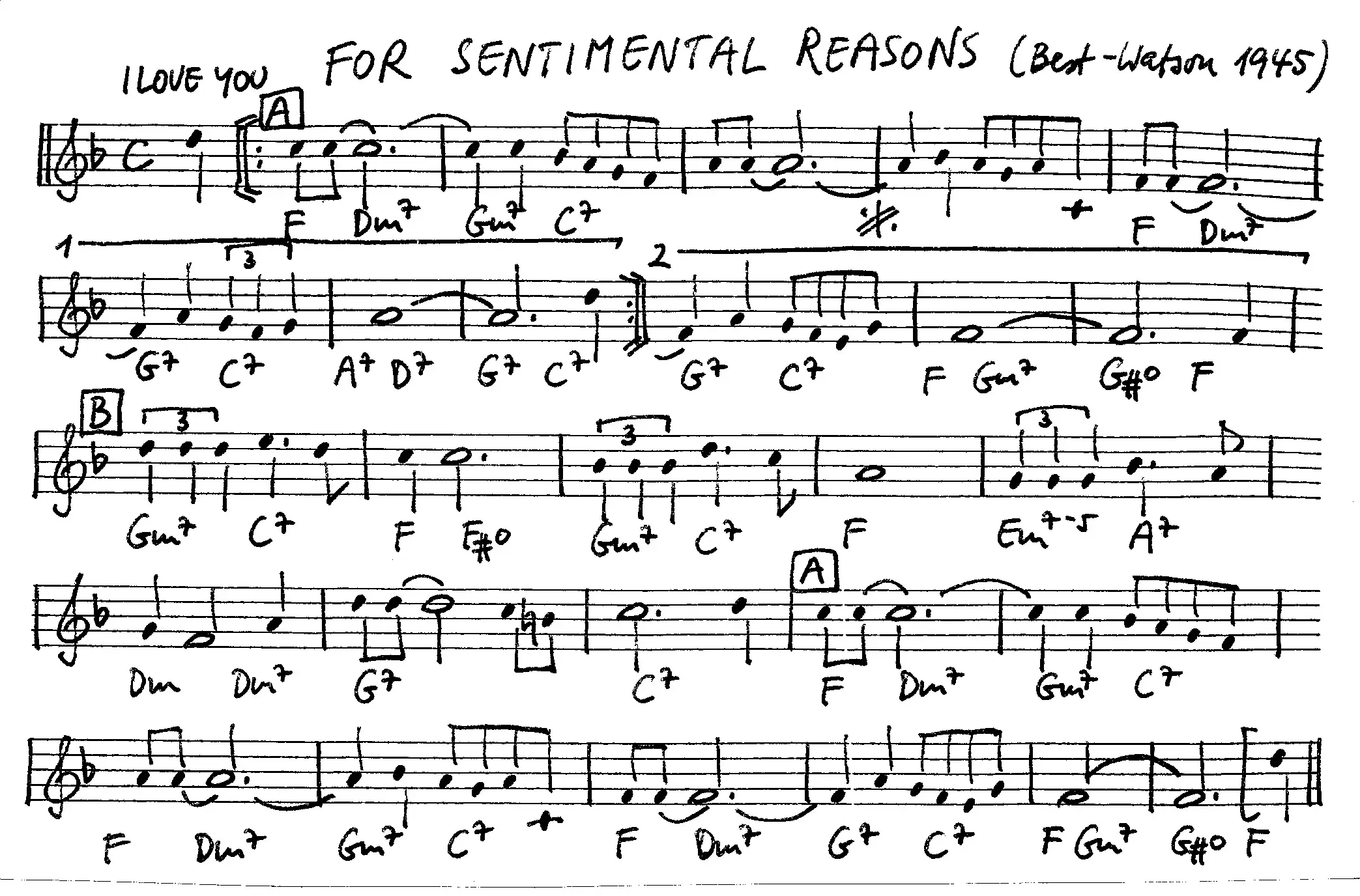 i love you for sentimental reasons free jazz leadsheet - Courtesy of the Jungle Jazz Band